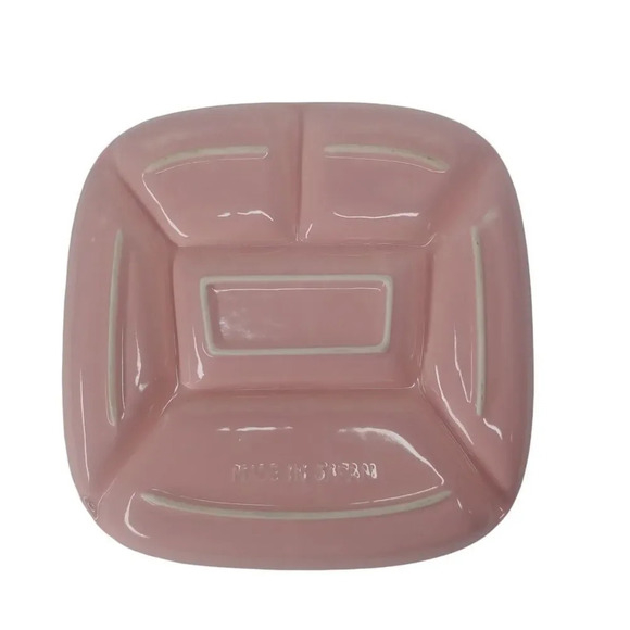 Vintage Pink Divided Fondue Plate/Sushi Plate, Set  of 2 - Picture 6 of 8